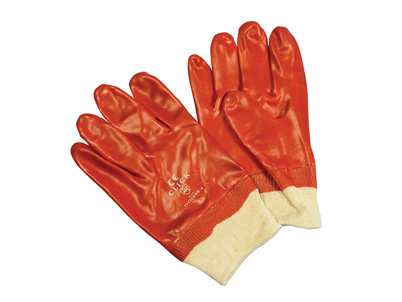 PVC Gloves With Knitted Wrists