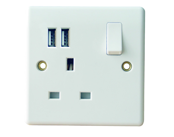 1 Gang Switched Socket Outlet With USB Ports